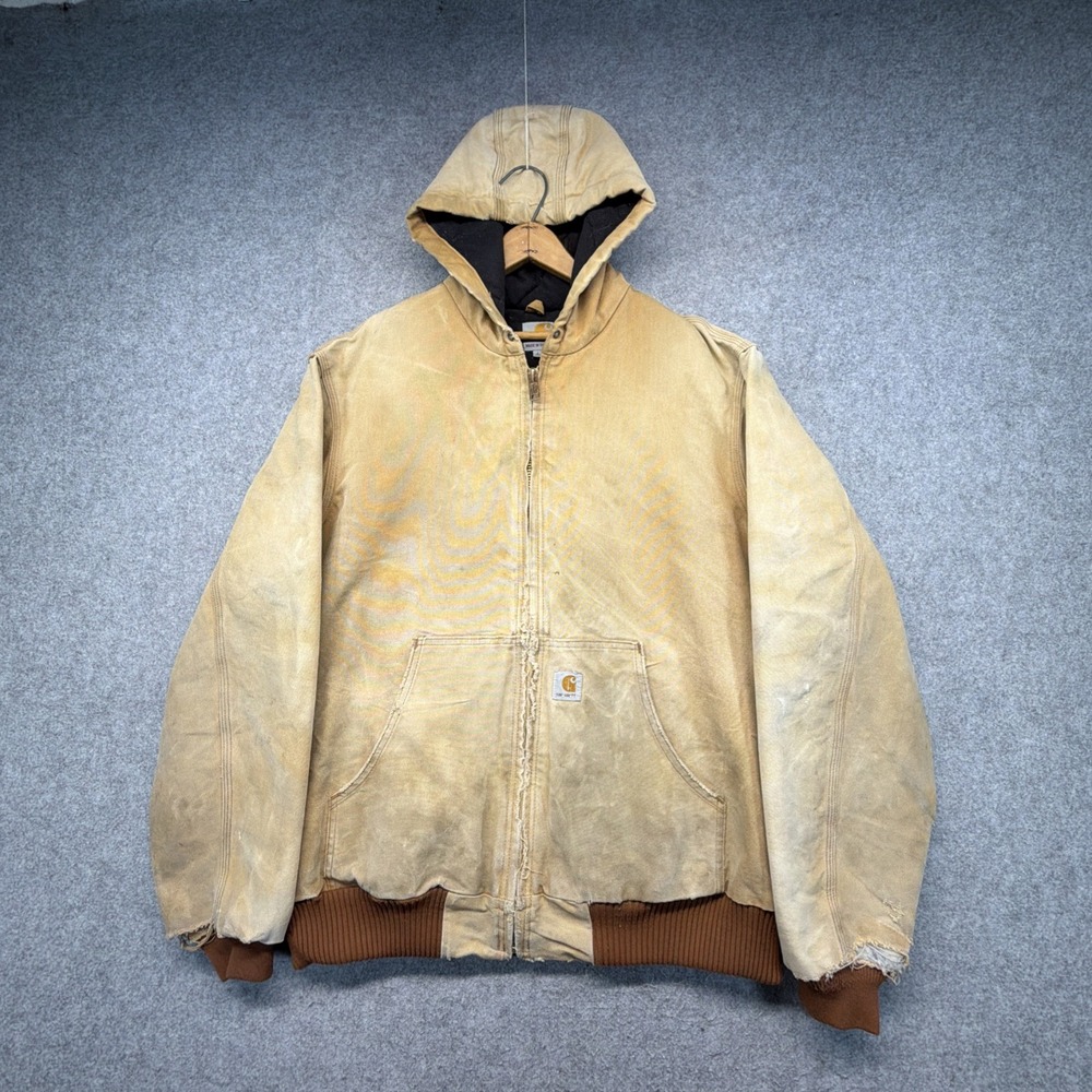 Vintage Carhartt J130 Made in USA Duck Jacket Quilted Men's Large Tall Thrashed